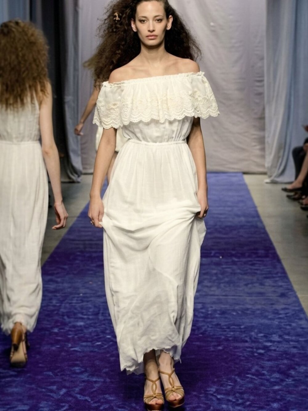 Comptoir des Cotonniers Ivory Eyelet Off Shoulder Maxi Dress FR 36 US 4 Bridal
